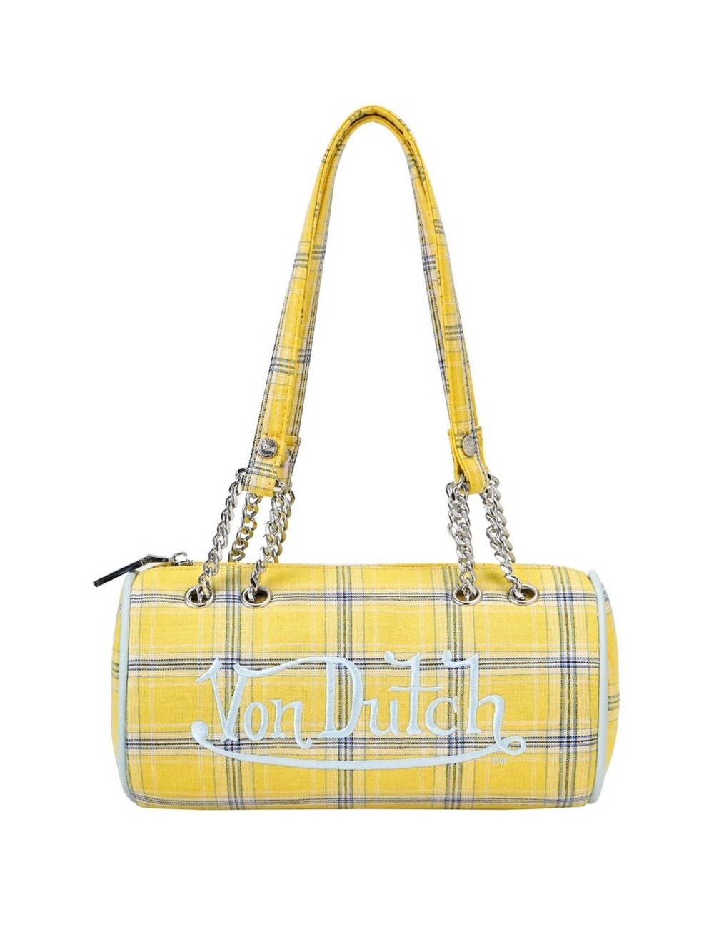 NWT Von Dutch Yellow Plaid Mini Barrel Shoulder Bag